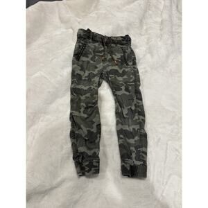 ZARA BOYS Camouflage Jogger Pants Gray Green Cotton Elastic Waist Pockets SIZE 7